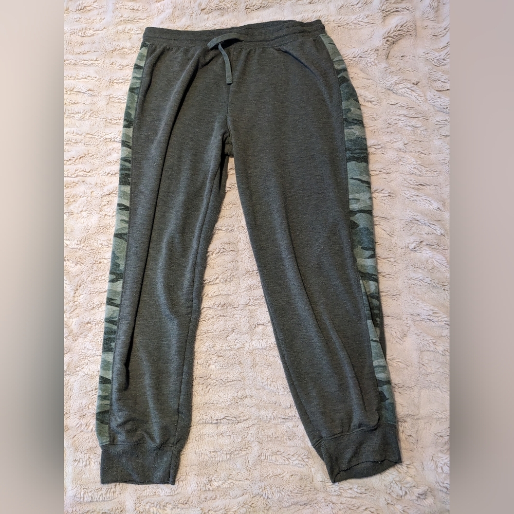 Women’s Olive Green Jogger Pants with Camo Side Trim